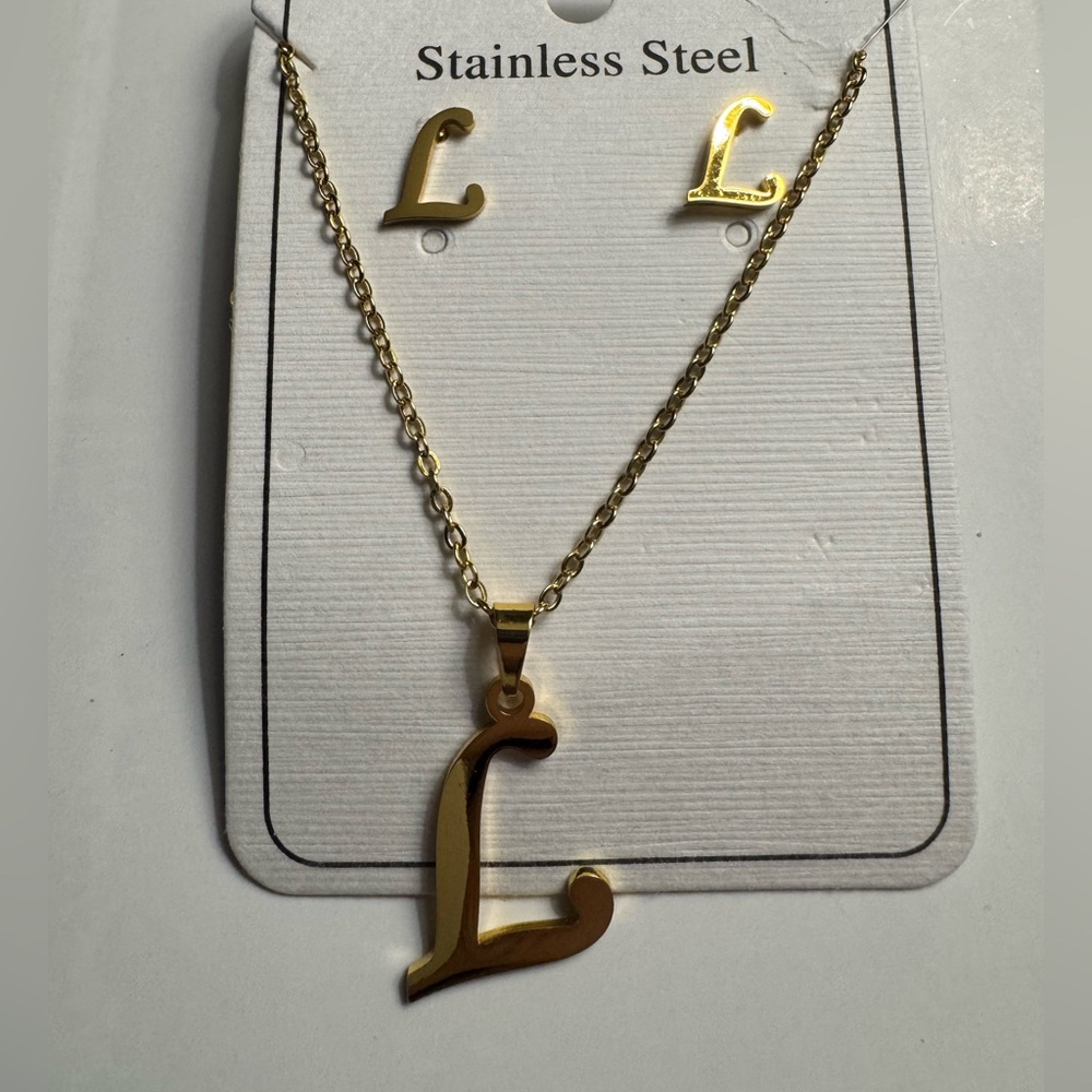 New Letter L stainless steel jewelry set